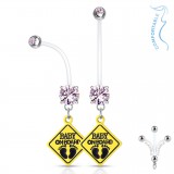 Piercing nombril grossesse 19 - Bébé à bord cristal rose