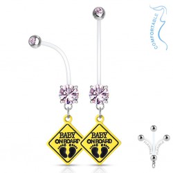 Piercing nombril grossesse 19 - Bébé à bord cristal rose