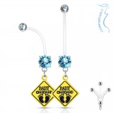 Piercing nombril grossesse 19 - Bébé à bord cristal bleu-clair