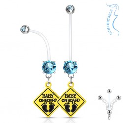Piercing nombril grossesse 19 - Bébé à bord cristal bleu-clair