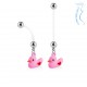 Piercing nombril grossesse 46 - Petit canard rose avec cœur rouge