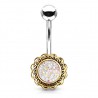 Piercing nombril plaqué-or 54 - Vintage gem druzy stones blanches