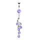 Piercing nombril vrille avec cristaux ronds lilas
