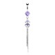 Piercing nombril cœur double motif cœur lilas avec chainettes (70)