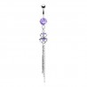 Piercing nombril cœur double motif cœur lilas avec chainettes (70)