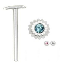 Piercing nez pliable 0.5mm 56 - Fleur avec strass