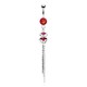 Piercing nombril cœur 70 - Double rouge avec chainettes