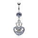 Piercing nombril cœur 71 - Couronne avec cristaux lilas