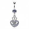 Piercing nombril cœur 71 - Couronne avec cristaux lilas