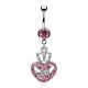 Piercing nombril cœur 71 - Couronne avec cristaux roses
