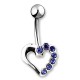 Piercing nombril cœur 61 - Creux avec sept cristaux bleus