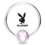 Piercing anneau 1,6mm 87 - Logo playboy fond rose
