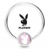 Piercing anneau 1,6mm motif logo Playboy boule rose (87)