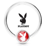 Piercing anneau 1,6mm 87 - Logo playboy fond rouge