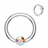 Piercing anneau 1,6mm 90 - Cristal plat aurora