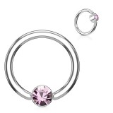 Piercing anneau 1,6mm 90 - Cristal plat rose