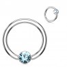 Piercing anneau 1,6mm 90 - Cristal plat bleu-clair