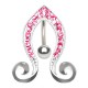 Piercing nombril inversé 40 - Bouts en spirales et ligne de cristaux roses