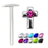 Piercing nez pliable 0.5mm 61 - Crois avec strass