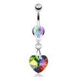 Piercing nombril cristal 35 - Cristal cœur pendant pétrole