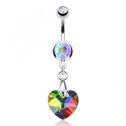 Piercing nombril cristal 35 - Cristal cœur pendant pétrole