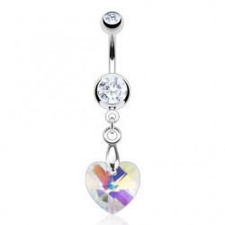 Piercing nombril cristal 35 - Cristal cœur pendant aurora