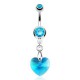 Piercing nombril cristal 35 - Cristal cœur pendant bleu-clair