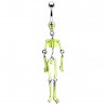 Piercing nombril gothique 48 - Squelette vert-pomme