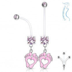 Piercing nombril grossesse 28 - Pieds colorés en rose