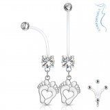 Piercing nombril grossesse 28 - Pieds colorés en blanc
