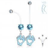 Piercing nombril grossesse 28 - Pieds colorés en bleu-clair