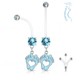 Piercing nombril grossesse 28 - Pieds colorés en bleu-clair