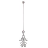 Piercing nombril grossesse 31 - Petite fille avec cristaux transparents