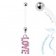Piercing nombril grossesse 21 - Mot love avec cristaux roses