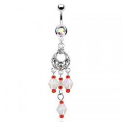 Piercing nombril chandelier et breloques auroras (D89)