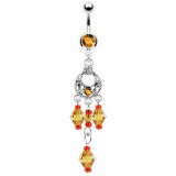 Piercing nombril chandelier et breloques oranges (D89)
