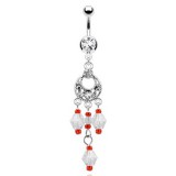 Piercing nombril chandelier et breloques transparentes (D89)