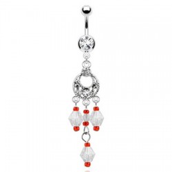 Piercing nombril chandelier et breloques transparentes (D89)