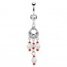 Piercing nombril chandelier et breloques transparentes (D89)