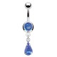 Piercing nombril banane avec pendentif goutte bleue (D93)
