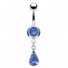 Piercing nombril banane avec pendentif goutte bleue (D93)