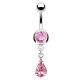 Piercing nombril goutte rose pendante (D93)