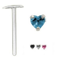 Piercing nez pliable 0.5mm 64 - Coeur zircone