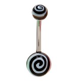Piercing nombril UV 77 - Tourbillon noir et blanc