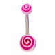Piercing nombril UV 77 - Tourbillon lilas et blanc