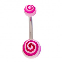 Piercing nombril UV 77 - Tourbillon lilas et blanc