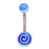 Piercing nombril UV 77 - Tourbillon bleu et blanc