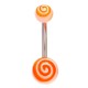 Piercing nombril UV 77 - Tourbillon orange et blanc