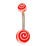Piercing nombril UV 77 - Tourbillon rouge et blanc