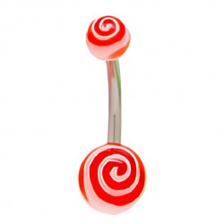 Piercing nombril UV 77 - Tourbillon rouge et blanc